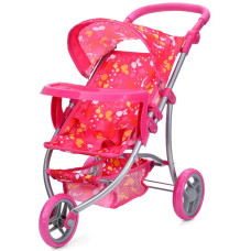 Коляска для ляльки прогулянкова триколісна малинова з плямами (9377B-T-VLP)