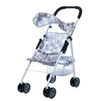 Коляска для ляльки прогулянкова з кошиком та козирком сіра (M0352U/R-GR)