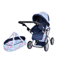 Коляска-трансформер Melogo для ляльки з люлькою синя із сердечками (9346/016/81100BLS)