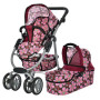 Коляска для ляльки MELOGO Люлька трансформер коричнева з квітами (9662M-BRK)