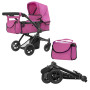 Коляска для ляльки CARRELLO MAESTRO ROSE RED 2в1 з сумкою бузкова (9651B+BAG ROSE RED)