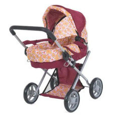 Коляска для ляльки MELOGO Люлька бордова з принтом квітів (9369/82100BDF)