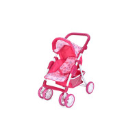 Коляска MELOGO для ляльки з кошиком прогулянкова рожева із сердечками (9352/011-PNBLS)