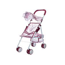 Коляска для ляльки літня з кошиком бордова із зірками (M0352U/R-BG)