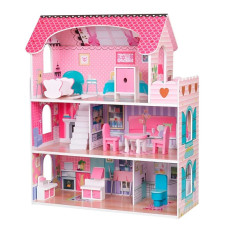 Ляльковий будиночок 3 поверхи з меблями дерев'яний 62х27х70 см (MD1377)