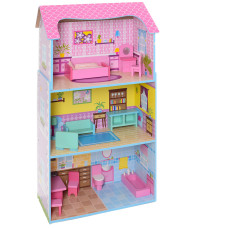 Будиночок для ляльки 3 поверхи дерев'яний з меблями (MD2202)