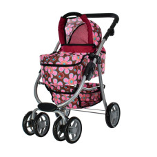 Коляска для ляльки MELOGO Люлька трансформер коричнева з квітами (9662M-BRK)
