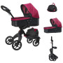 Коляска для ляльки CARRELLO Gloria трансформер із сумкою (9631A+BAG DEEP RED)