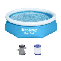 Басейн надувний наливний Bestway Fast Set з фільтраційним насосом 244x61см (57450)