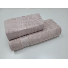 Рушники махрові LUX COTTON AKASYA, пудра (Набір (Баня+Лице))
