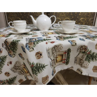Скатертина Новорічна, кругла (Діаметр 160см)