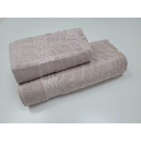 Рушники махрові LUX COTTON AKASYA, пудра (Набір (Баня+Лице))