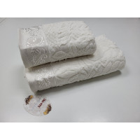 Рушники махрові LUX VIP SEHRAZA, молочний (Набір (Баня+Лице))