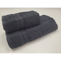 Рушники махрові LUX COTTON AKASYA, чорний (Набір (Баня+Лице))