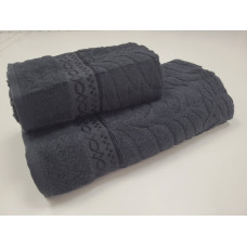Рушники махрові LUX COTTON AKASYA, чорний (Набір (Баня+Лице))