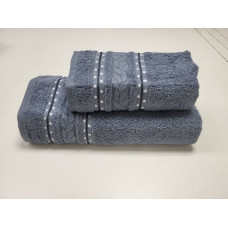 Рушники махрові VIP COTTON FILIZ, джинс (Сауна)