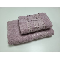 Рушники махрові VIP COTTON ROWAN, слива (Набір (Баня+Лице))