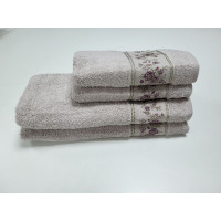 Рушники махрові BOTANIC, сіро-ліловий (Набір (Баня+Лице))