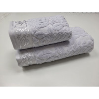 Рушники махрові LUX VIP SEHRAZA, срібний (Набір (Баня+Лице))