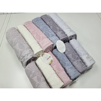 Рушники махрові LUX VIP SEHRAZA, срібний (Набір (Баня+Лице))