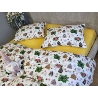 Солодкі хатинки/жовтий, Turkish flannel підк. двостор. (Полуторний)