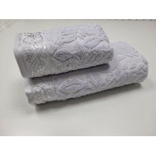 Рушники махрові LUX VIP SEHRAZA, срібний (Набір (Баня+Лице))