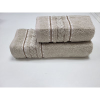 Рушники махрові VIP COTTON FILIZ, беж (Набір (Баня+Лице))
