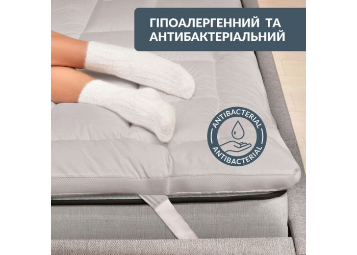 Наматрацник ДАБЛ (сірий) з еласт. стрічками по кутах (160/200 см) Наматрацник ДАБЛ (сірий) з еласт. стрічками по кутах (160/200 см)