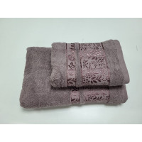 Рушники махрові VIP COTTON ROWAN, шоколад (Набір (Баня+Лице))