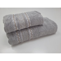 Рушники махрові VIP COTTON FILIZ-N, сірий (Набір (Баня+Лице))