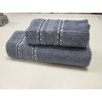 Рушники махрові VIP COTTON FILIZ, джинс (Набір (Баня+Лице))