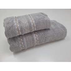 Рушники махрові VIP COTTON FILIZ-N, сірий (Набір (Баня+Лице))