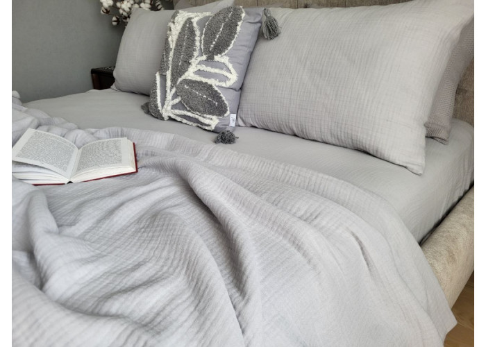 SINGLE GREY, MUSLIN (Плед 200*220см) SINGLE GREY, MUSLIN (Плед 200*220см)