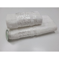Рушники махрові SILK BAMBOO, білий (Набір (Баня+Лице))