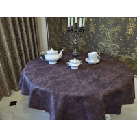 Скатертина Мармур шоколад, кругла (Діаметр 160см)
