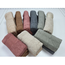 Рушники махрові VIP COTTON GALINA, корал (Набір (Баня+Лице))