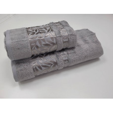 Рушники махрові SILK BAMBOO, сірий (Набір (Баня+Лице))
