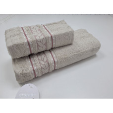 Рушники махрові VIP COTTON FILIZ-N, беж (Набір (Баня+Лице))