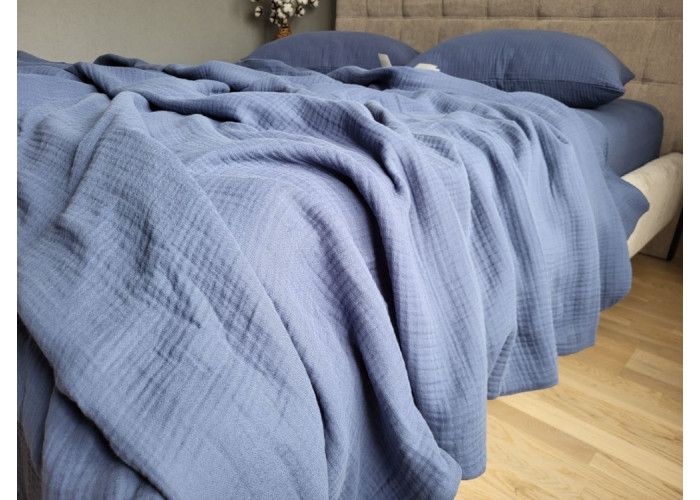 NAVY BLUE, MUSLIN (Плед 160*220см) NAVY BLUE, MUSLIN (Плед 160*220см)