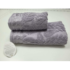 Рушники махрові LUX VIP SEHRAZA, густий туман (Набір (Баня+Лице))