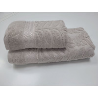 Рушники махрові LUX COTTON AKASYA, пісочний (Набір (Баня+Лице))