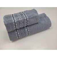 Рушники махрові VIP COTTON FILIZ-N, джинс (Набір (Баня+Лице))
