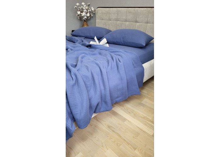NAVY BLUE, MUSLIN (Плед 180*220см) NAVY BLUE, MUSLIN (Плед 180*220см)