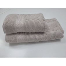 Рушники махрові LUX COTTON AKASYA, пісочний (Набір (Баня+Лице))