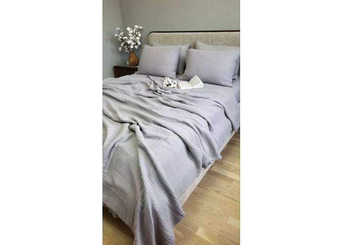 SMOKE GREY, MUSLIN (Плед 240*220см) SMOKE GREY, MUSLIN (Плед 240*220см)