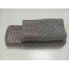 Рушники махрові LUX COTTON YENI, сірий (Набір (Баня+Лице))