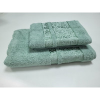 Рушники махрові VIP COTTON ROWAN, мята (Набір (Баня+Лице))