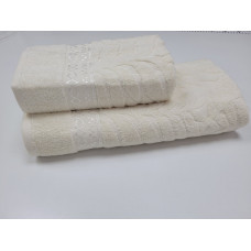 Рушники махрові LUX COTTON AKASYA, ваніль (Набір (Баня+Лице))