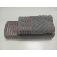 Рушники махрові LUX COTTON YENI, сірий (Набір (Баня+Лице))