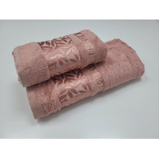 Рушники махрові SILK BAMBOO, теракот (Набір (Баня+Лице))